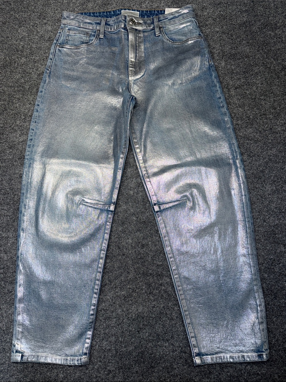 Kut from the Kloth Metallic Silver Ashley Barrel Jeans - Picture 4 of 14